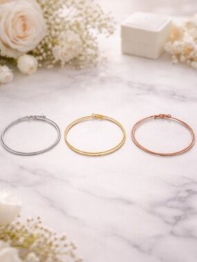 Large Hoop Earrings Set – Gold, Silver & Rose Gold 3.5” New In Package NWT
